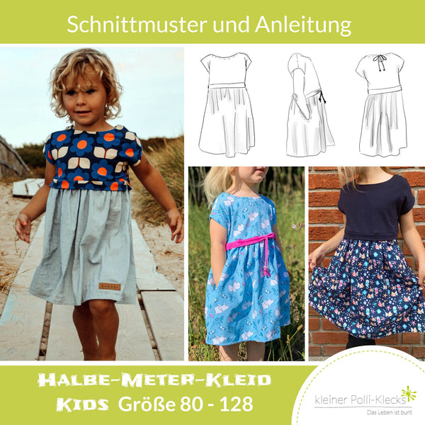 Halbe Meter Kleid Kids 80 - 128 - Schnitt und Anleitung