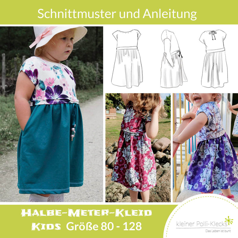 Halbe Meter Kleid Kids 80 - 128 - Schnitt und Anleitung