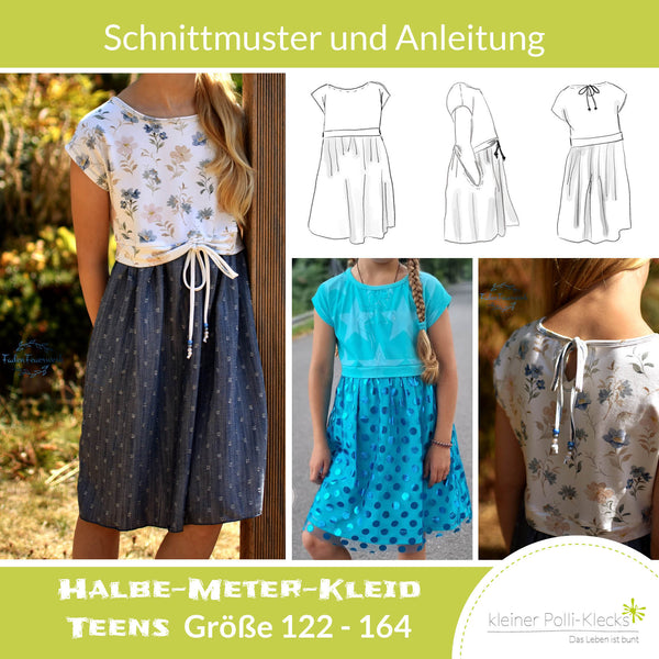 Halbe Meter Kleid Teens 122 - 164 - Schnitt und Anleitung