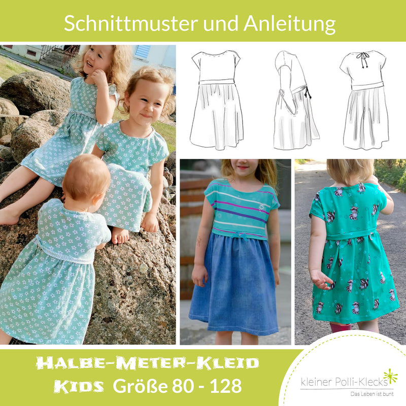 Halbe Meter Kleid Kids 80 - 128 - Schnitt und Anleitung