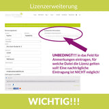 Shopbilder_Lizenzerweiterung_Bemerkung